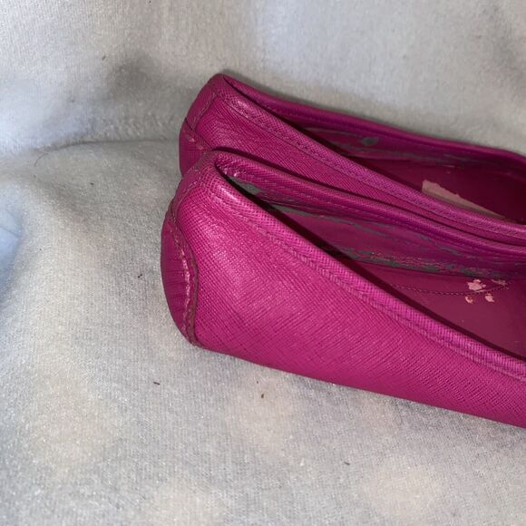Michael Kors 7M Fulton Moccasin Pink Leather Round Toe Ballet Flat Shoe MK Logo - Picture 4 of 11